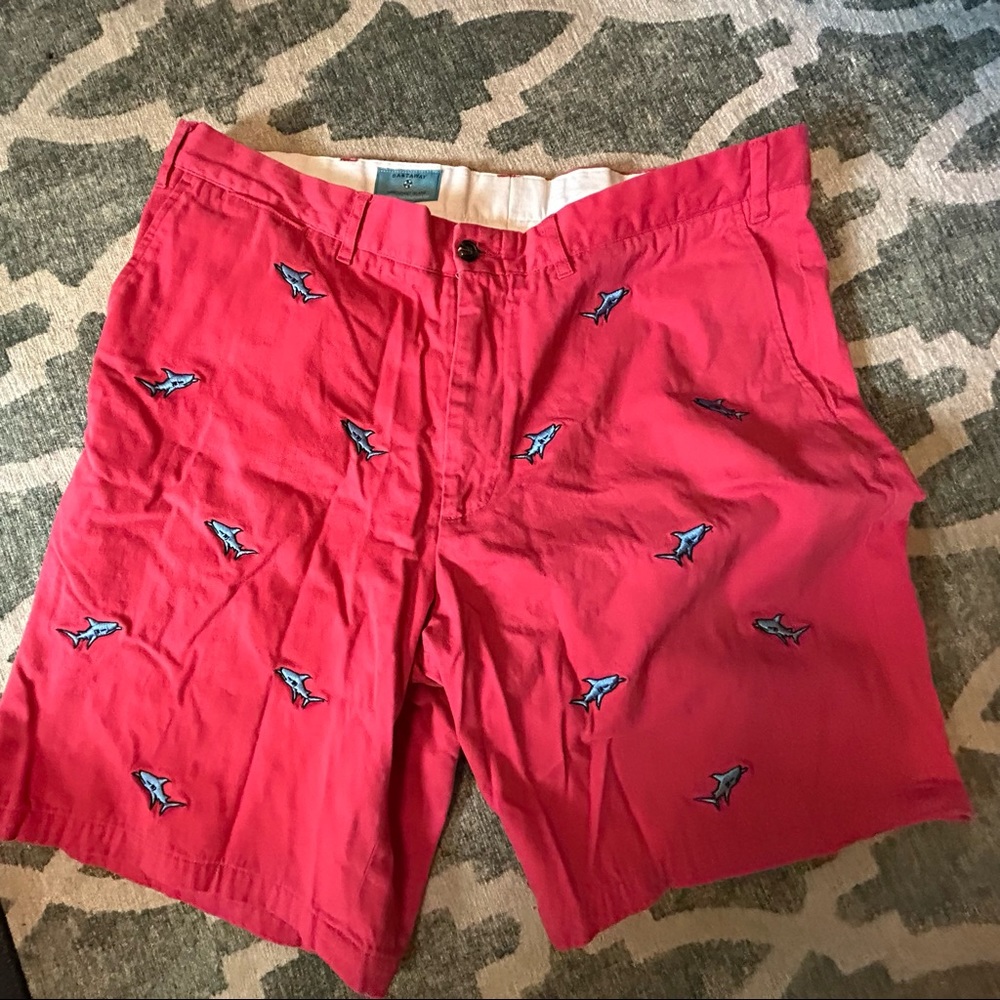 Castaway Nantucket Island red shark shorts